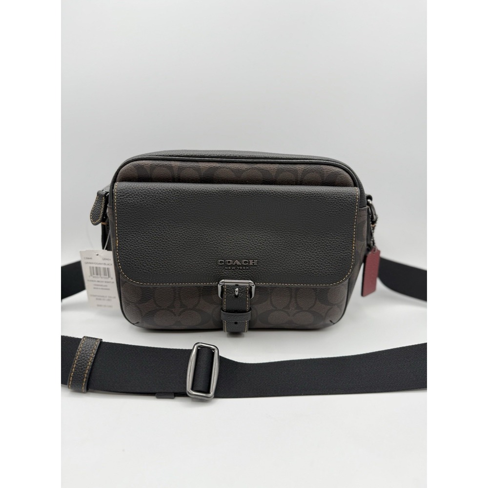 NWT Coach Shoulder Bag CB846 Hudson Crossbody Signature Canvas Leather Brown